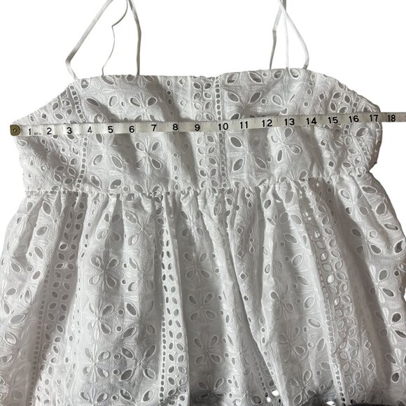 J. Crew Womens SZ M White Eyelet Sleeveless Peplum Top Boho beachy Cottagecore - Picture 8 of 9